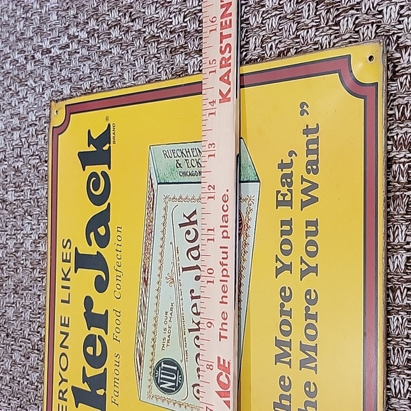 Vintage Metal Cracker Jack Advertising Sign with Captain Jack and Bingo - Picture 4 of 5